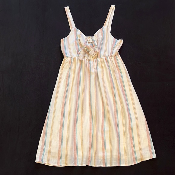 Altar'd State Ivory Stripe Tie Front Sun Dress Small EUC - Picture 1 of 7